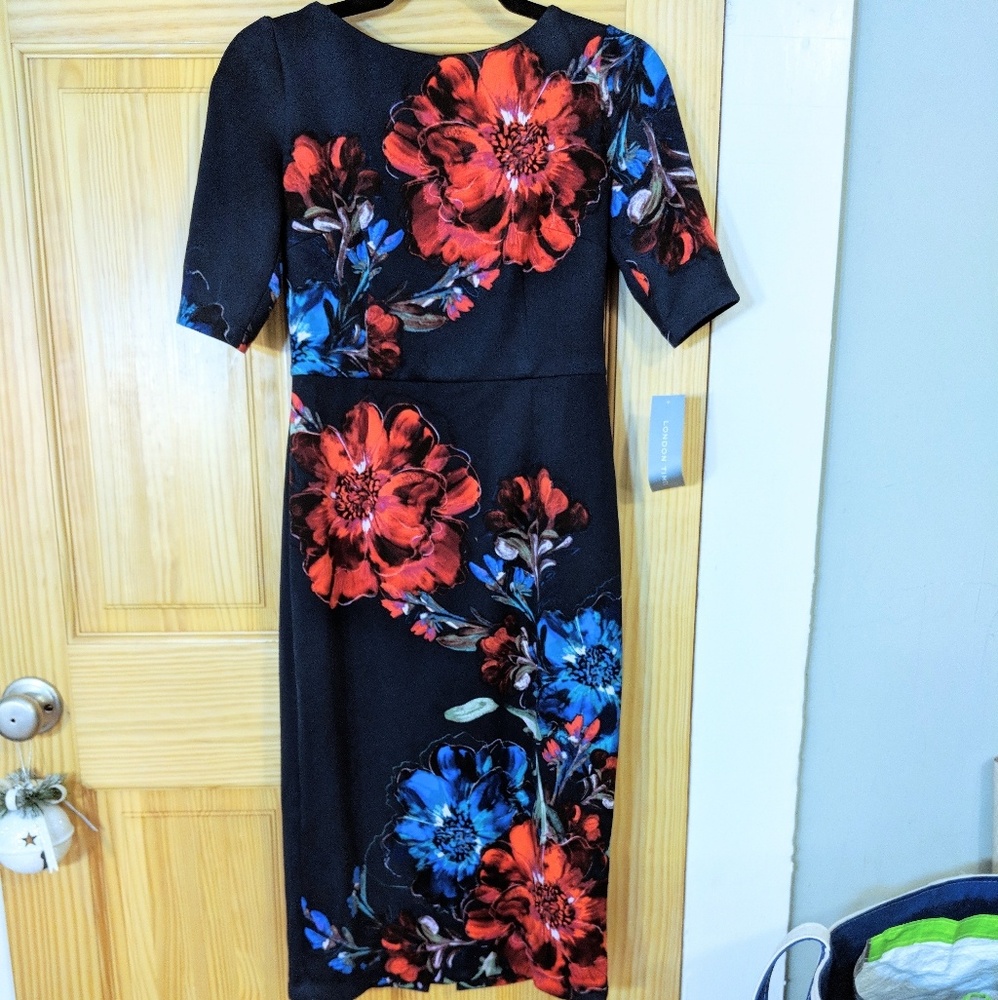 NWT London Times Floral Favor Sheath Dress